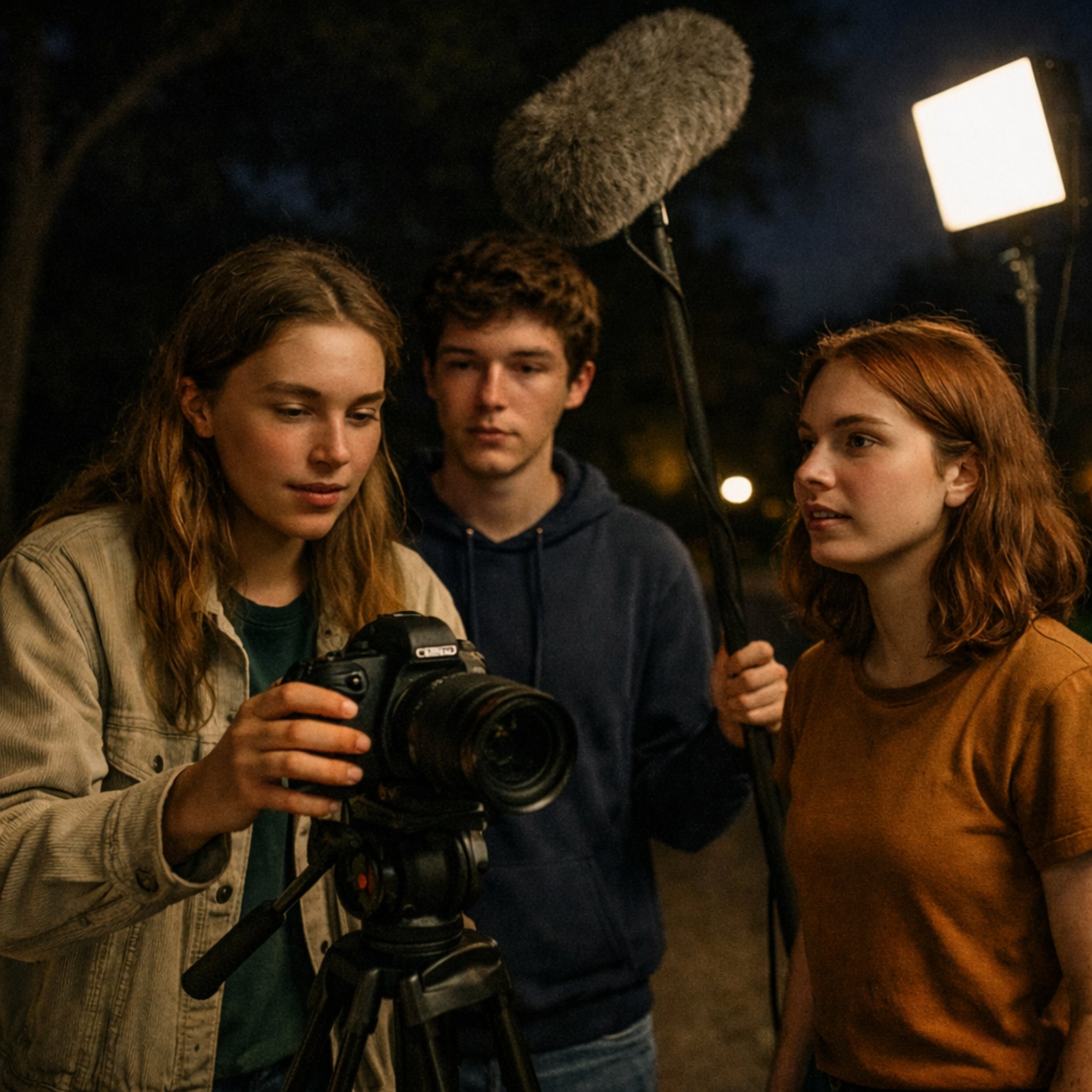 Dreh bei Nacht mit Tonangeln